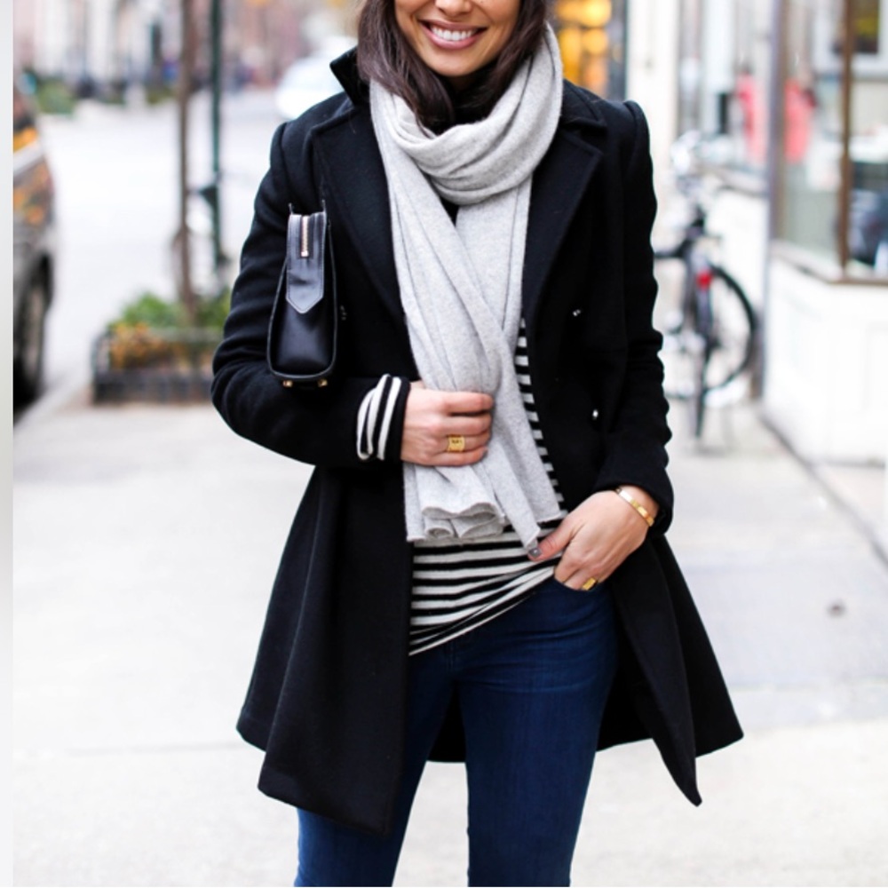 Sportmax Black Wool Double Breasted Peacoat, Size Small